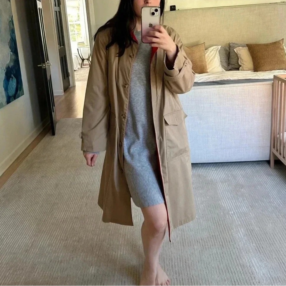 VTG LONDON FOG shirt collar button down tan wool removable liner trench coat L